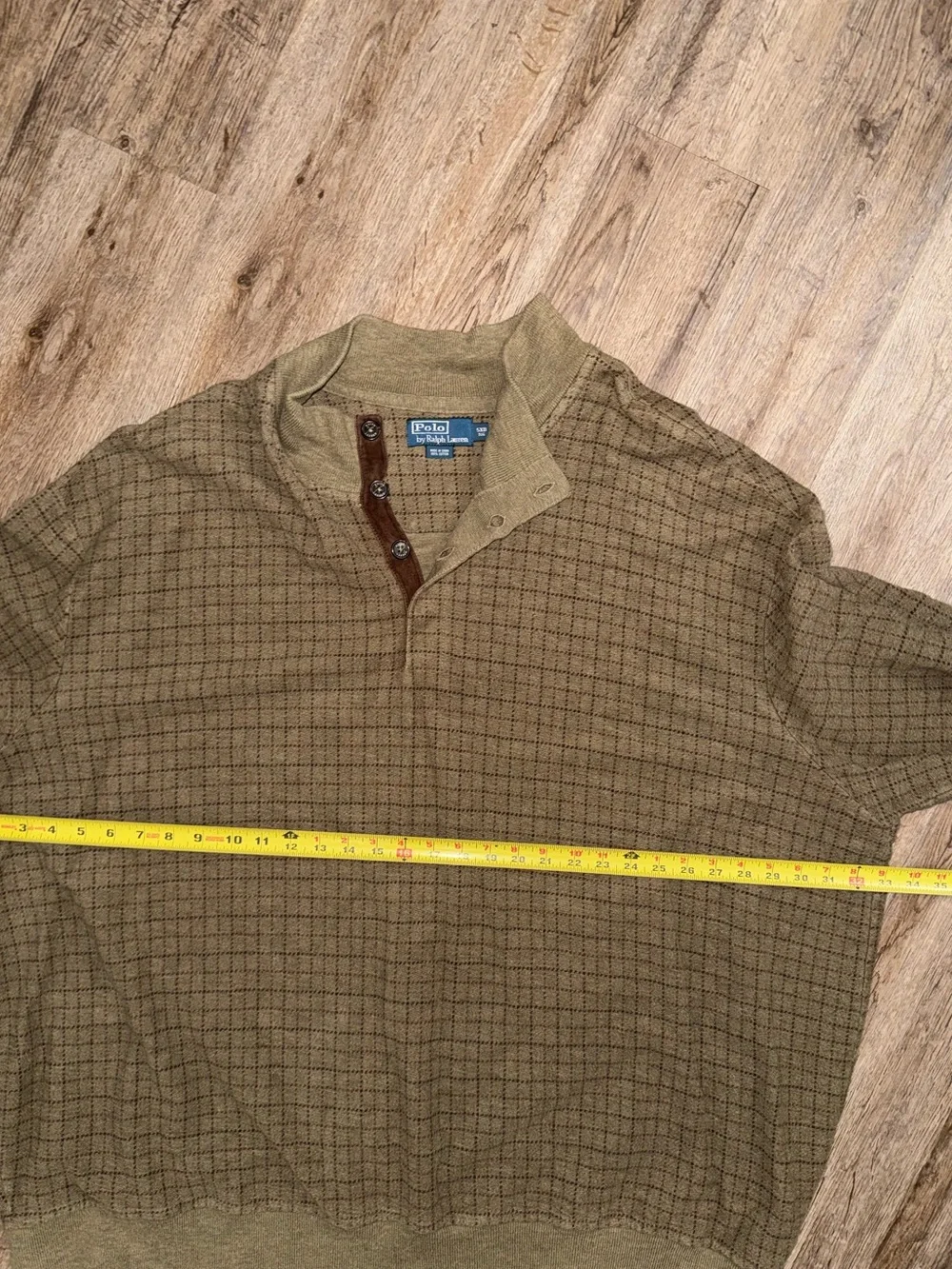 Vintage Polo Ralph Lauren Big & Tall Mock Neck Henley Sweater 5XB Olive Cotton